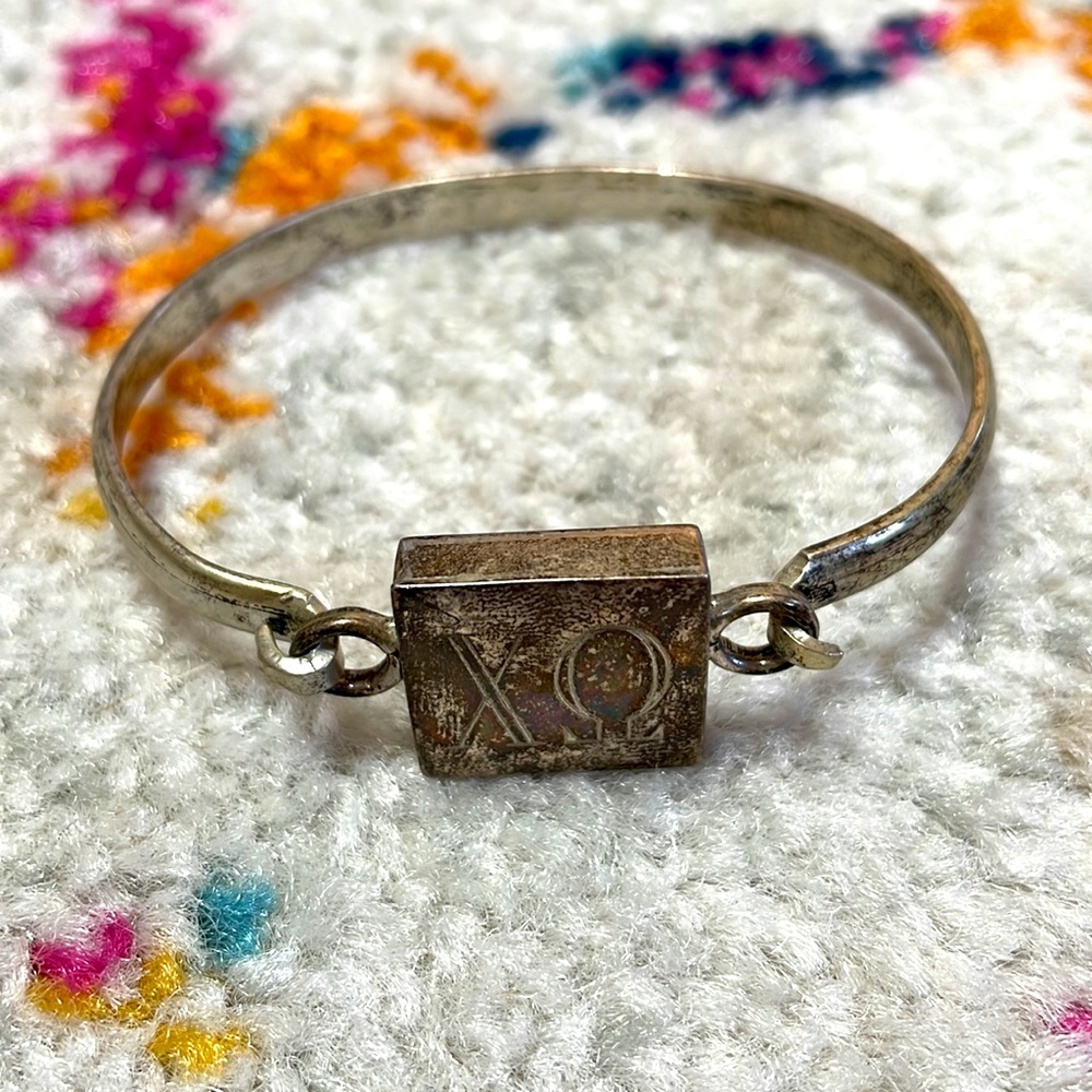 Silver Chi Omega sorority bracelet